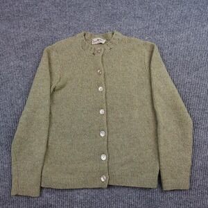 Vintage Jane Hunter Mohair Cardigan Sweater Womens Medium Green Wool Button 60s